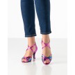 Werner Kern Mary dames dansschoenen in felroze metallic leer en multicolour bandjes Werner Kern Mary dames dansschoenen in felroze metallic leer en multicolour bandjes