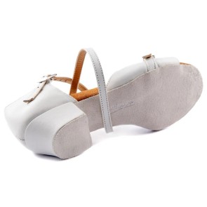 PD636 Wit Lederen Dames Dansschoenen met hak 30mm