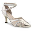 Werner Kern Linda dames dansschoenen met Enkelbandje van zilver metallic leer en transparant gaas Werner Kern Linda dames dansschoenen met Enkelbandje van zilver metallic leer en transparant gaas