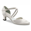 Werner Kern Patty dichte Dames Dansschoenen met Puntig neusje en Kruisbandje - Wit satijnen Bruidsschoenen met suede zool Werner Kern Patty dichte Dames Dansschoenen met Puntig neusje en Kruisbandje - Wit satijnen Bruidsschoenen met suede zool
