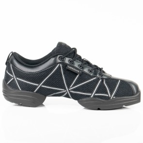 Capezio Web DS19 Zwarte Dansschoenen met Zilveren Strepen 