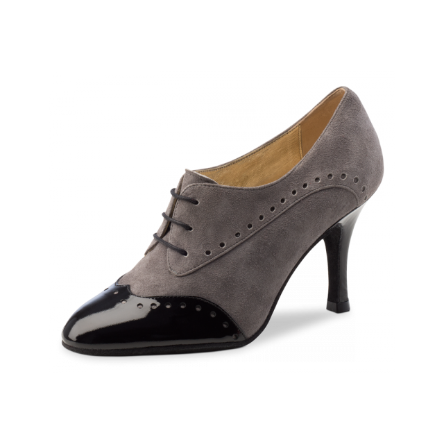 Nueva Epoca Noelia 8 cm hak zwart grijs suede lakleer