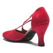 Rumpf Premium Line 9112 donker rode suede dansschoenen met stevige hak Rumpf Premium Line 9112 donker rode suede dansschoenen met stevige hak