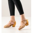 Anna Kern 520-35 Gabriele latinschoenen brons satijn met gekruist bandje en blokhak