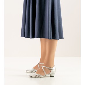 Werner Kern Murielle dames dansschoenen zilver parelmoer leer lage hak 3,5 cm