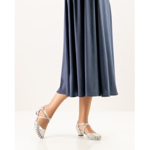 Werner Kern Murielle gesloten teen dansschoenen met hakje 35 mm zilver poeder leer