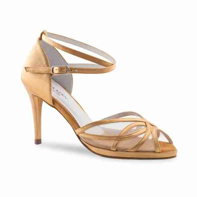 Anna Kern 950-80 dansschoenen voor Dames met Stiletto hak en Plateauzool van brons kleurig satijn