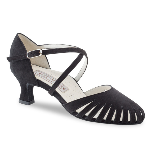 Werner Kern Murielle dames dansschoenen met Kruisbandje en Voetbed - zwarte Suede