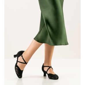 Werner Kern Murielle dames dansschoenen zwart suede leer gekruiste bandjes over wreef