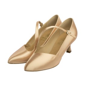 Supadance 1021 ballroomschoenen goud satijn bandje over wreef 