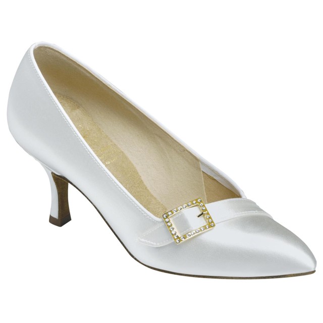 Supadance 1023 satijnen damesschoenen gesp detail wit
