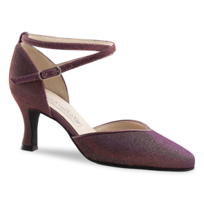 Werner Kern Bella bordeaux glitter Dames Dansschoenen met puntig neusje en enkelbandje
