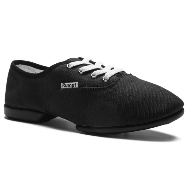 Rumpf Zwarte canvas jazz danssneaker - Kunststof splitzool - Voor jazz, latin en swing -  1515
