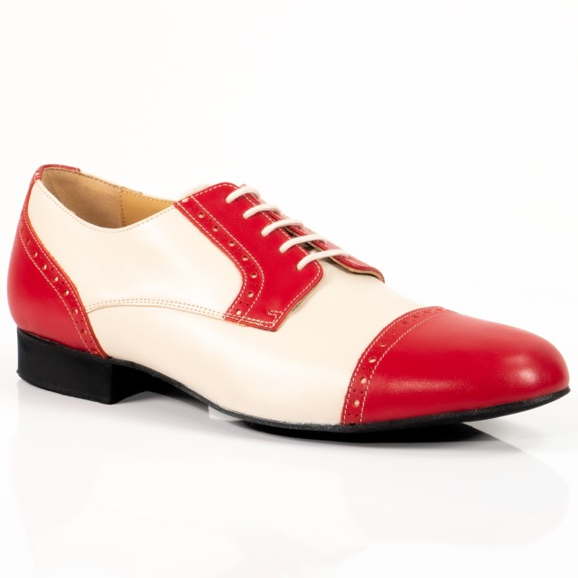 Werner Kern 28051 Tweekleurige dansschoenen voor Heren van Rood en Creme kleurig nappa Leer