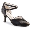 Werner Kern Asta dames dansschoenen met Peeptoe en Kruis enkelbandje zwarte suede met blokjes print Werner Kern Asta dames dansschoenen met Peeptoe en Kruis enkelbandje zwarte suede met blokjes print