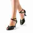 Werner Kern Asta zwarte dansschoenen voor dames met blokjes print retro model